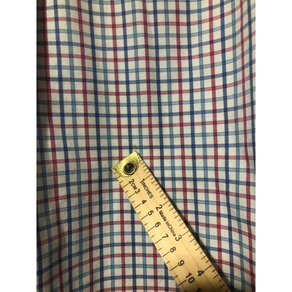 Peter Millar Nanoluxe Men Plaid Button Up Shirt Academia Preppy Blue Size Large - Picture 6 of 11